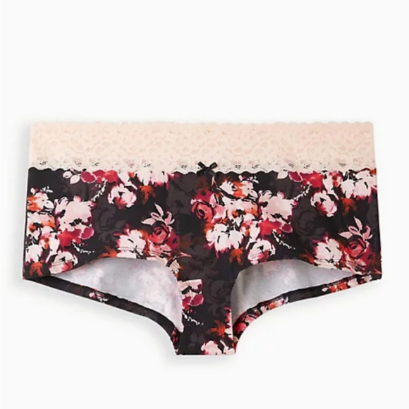 Torrid Wide Lace Trim Cotton Veronica Floral Boyshort Panty NEW Size 2X - Picture 1 of 9